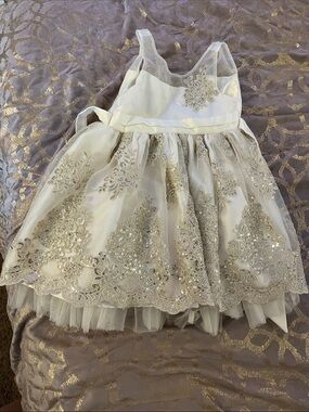 American Princess Ivory Dress with Gold Sequin Embroidery